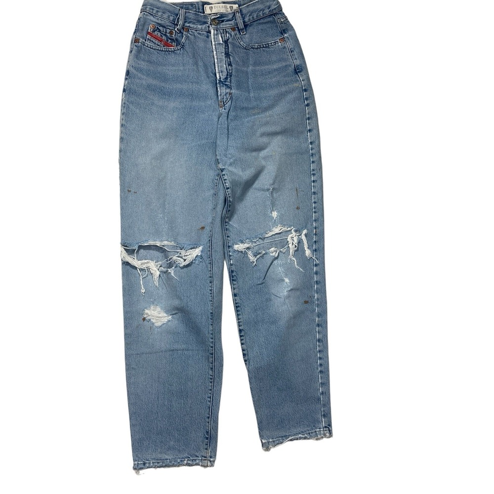 VTG Diesel Jeans High Rise Ripped Look Women's Size 31 Italy Stained READ